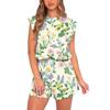 Women's Jumpsuit Floral Print Spring Summer Cap Sleeves Adjustable Drawstring Waist Comfortable Casual Short Jumpsuit With Pockets
