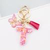 Pink Butterfly Tassel & Resin Sequin Letter Keychain - Backpack Charm for Women
