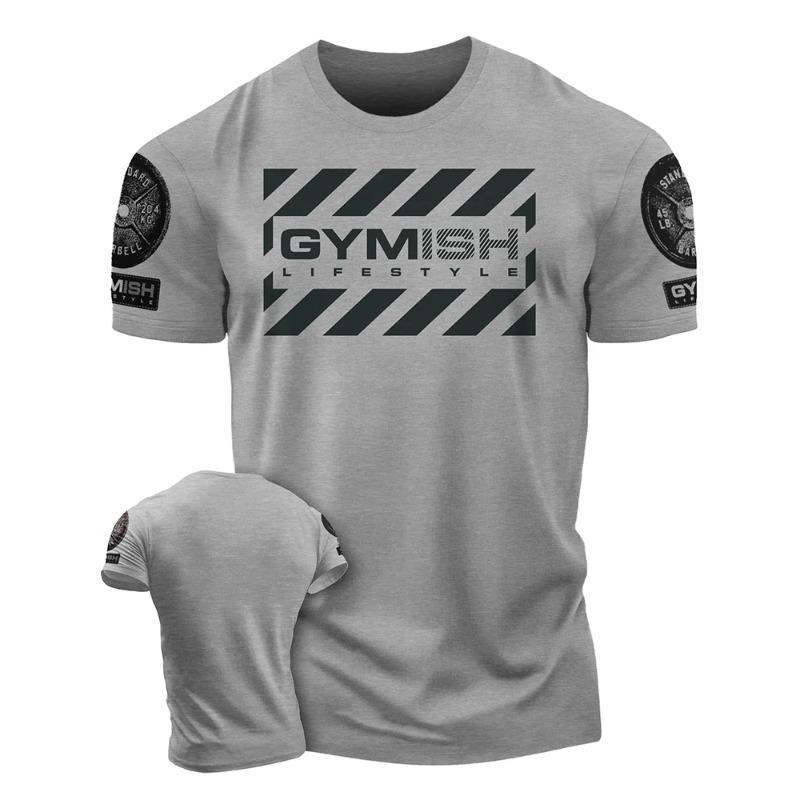 Round Neck 3D Minimally Printed Casual Fitness Sports Short Sleeved Men's T-shirts - Soft Medium Stretch Polyester Fabric Summer Relaxed Fit Clothing