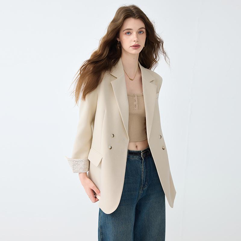 Women's Gray Suit Jacket - Autumn/Winter 2025 Casual Socialite Style with High Design Sense
