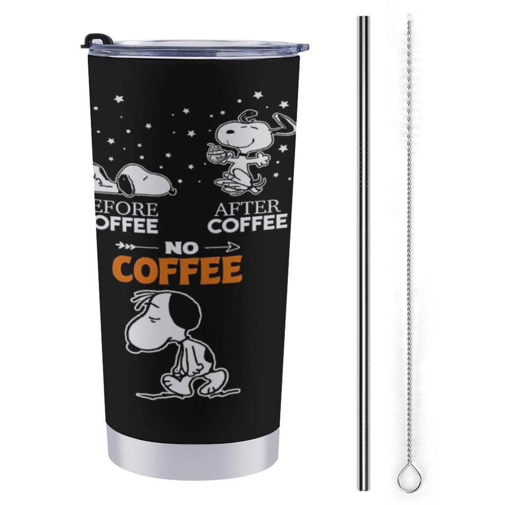 Snoopy Tumbler Mug Coffee Cup Convenience Store Cup Cold Insulation Water Bottle Direct Drinking Stainless Steel with Lid Portable Straw Character