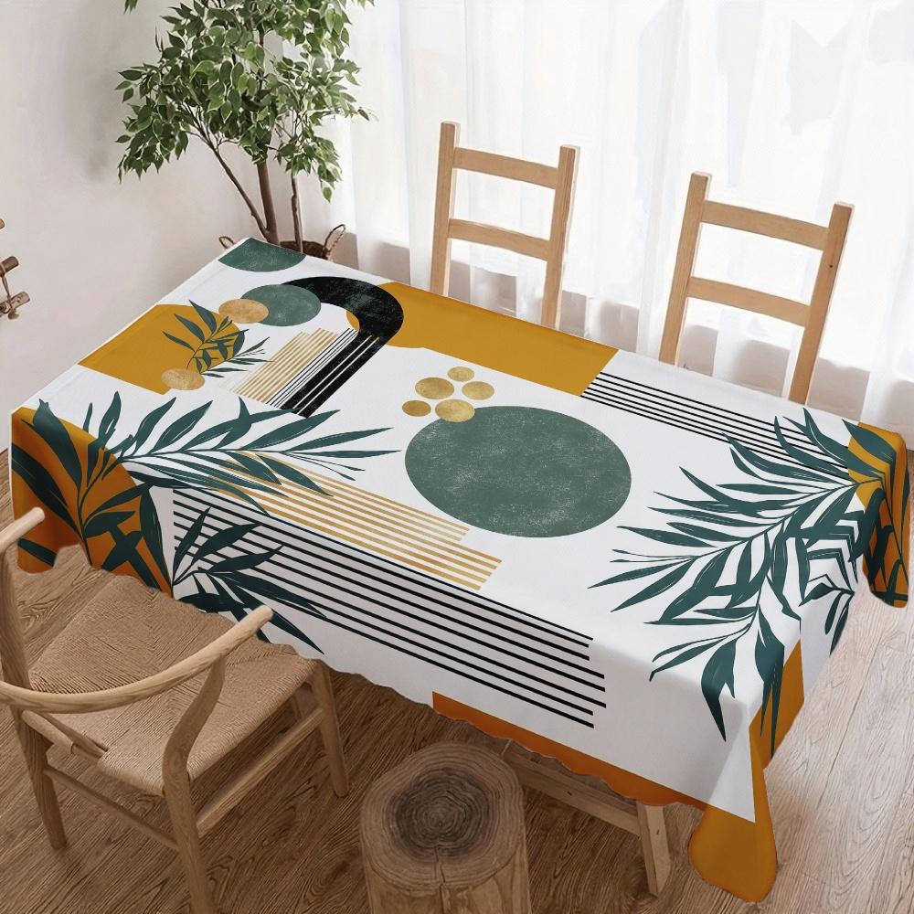 Tropical Leaves Geometric Rectangle Table Cloth for Table Decor Party Waterproof Reusable Tablecloth for Table Kitchen Dining