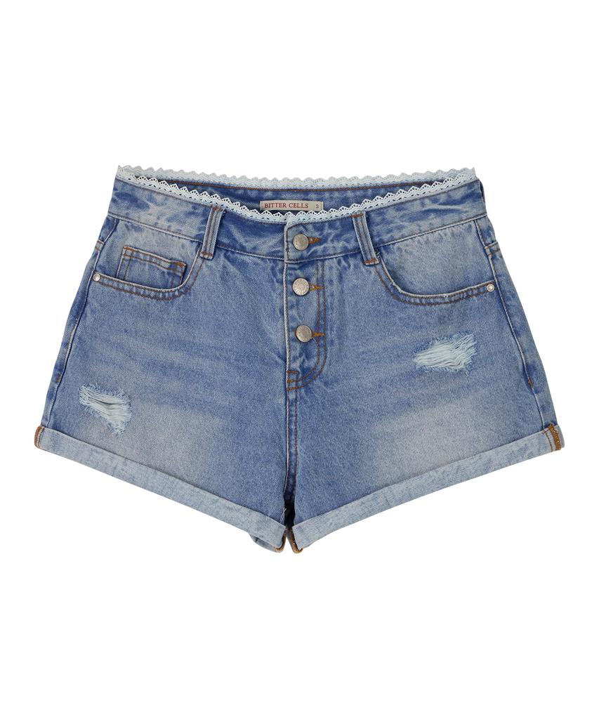 Biteoseljeu Holly Spitze Jeansshorts - Hellblau