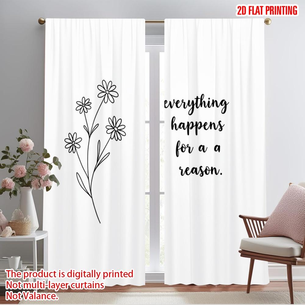 

2pcs 2D flat printing Curtains Floral Motivational Quote 100% Polyester Without Electricity Holiday Decorations Perfect for 52.50×116.00 CM 2pcs