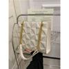 Niche Fashion Checkered Chain Women's Bag French Casual Shoulder Crossbody Bag ins Style Simple Underarm Bag PU Material