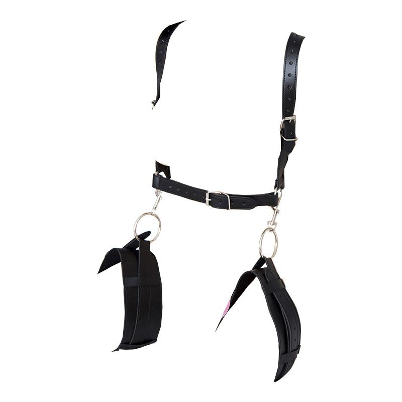 BDSM Bondage Set Open Leg Splitter Hogtie Legcuffs Real Leather Sex Toys For Women Belt