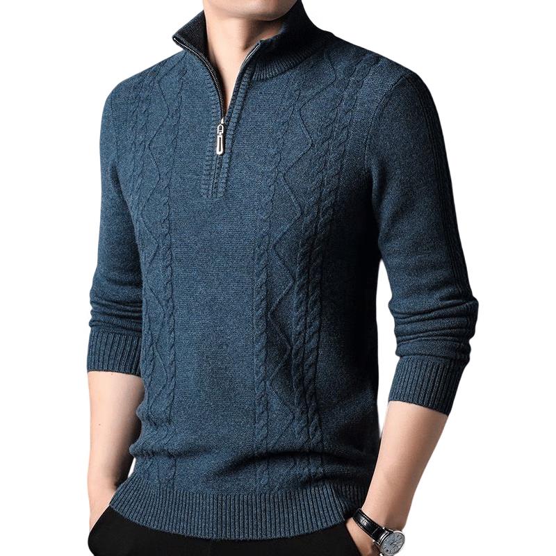 

ROMON Men s 100% Pure Wool Cable Knit High-Neck Zipper Sweater 2XL