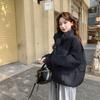 Women Stand Collar Short Spliced Windproof Padded Coat Warm Winter Casual Outerwear