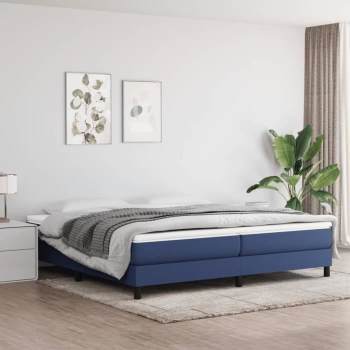 3144107 vidaXL Divan Bed with Mattress Blue 200x200 Cm Fabric