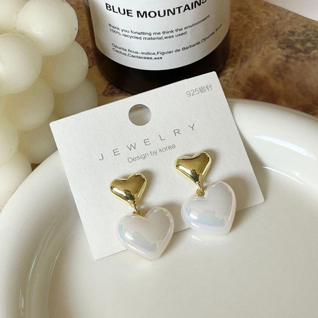 925 Silver Needle Temperament High-end Full Diamond Pearl Earrings Women's ins Wind Geometric Earrings Korean Light Luxury Earrings