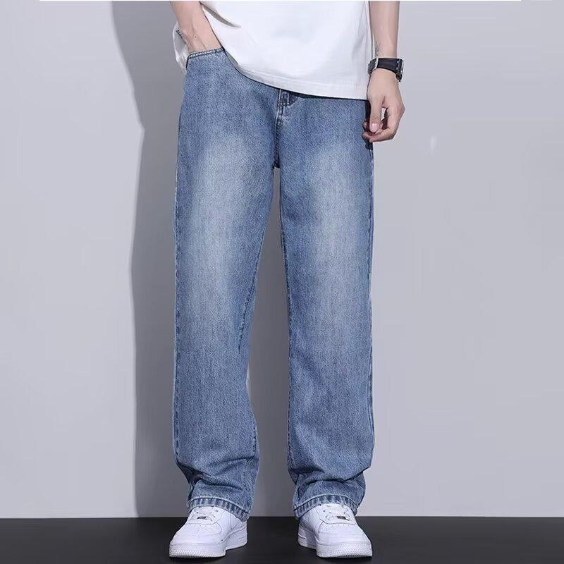 Autumn and Winter New Casual Trousers Men's Loose Straight Fleece Thickened American Wide-leg Pants Retro Jeans