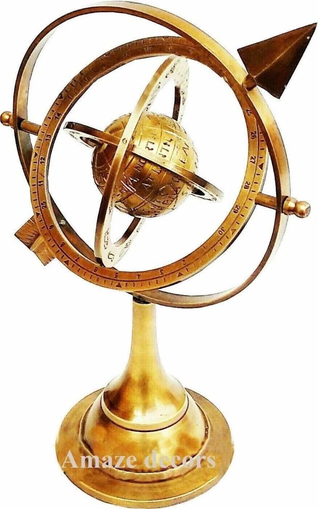 Antyki Era Mosiężna Sfera Niebieska Armilarna Sfera Astrologiczna