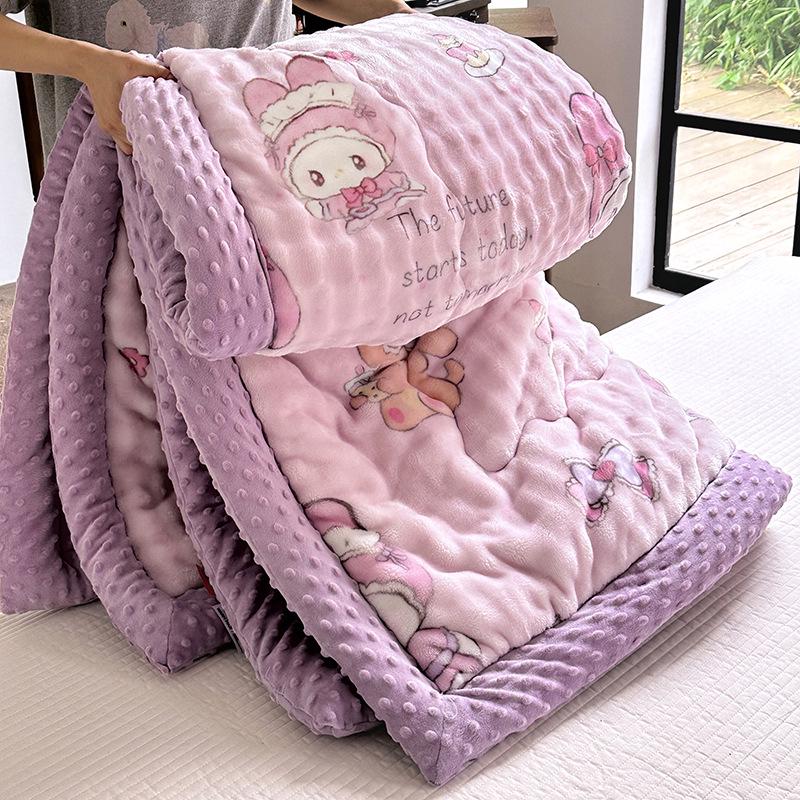 2025 Winter Imitation Rabbit Fur High-Weight Three-Layer Quilted Blanket