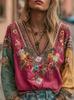 Women's Retro Bohemian V-Neck Ethnic Style Long Sleeve Top