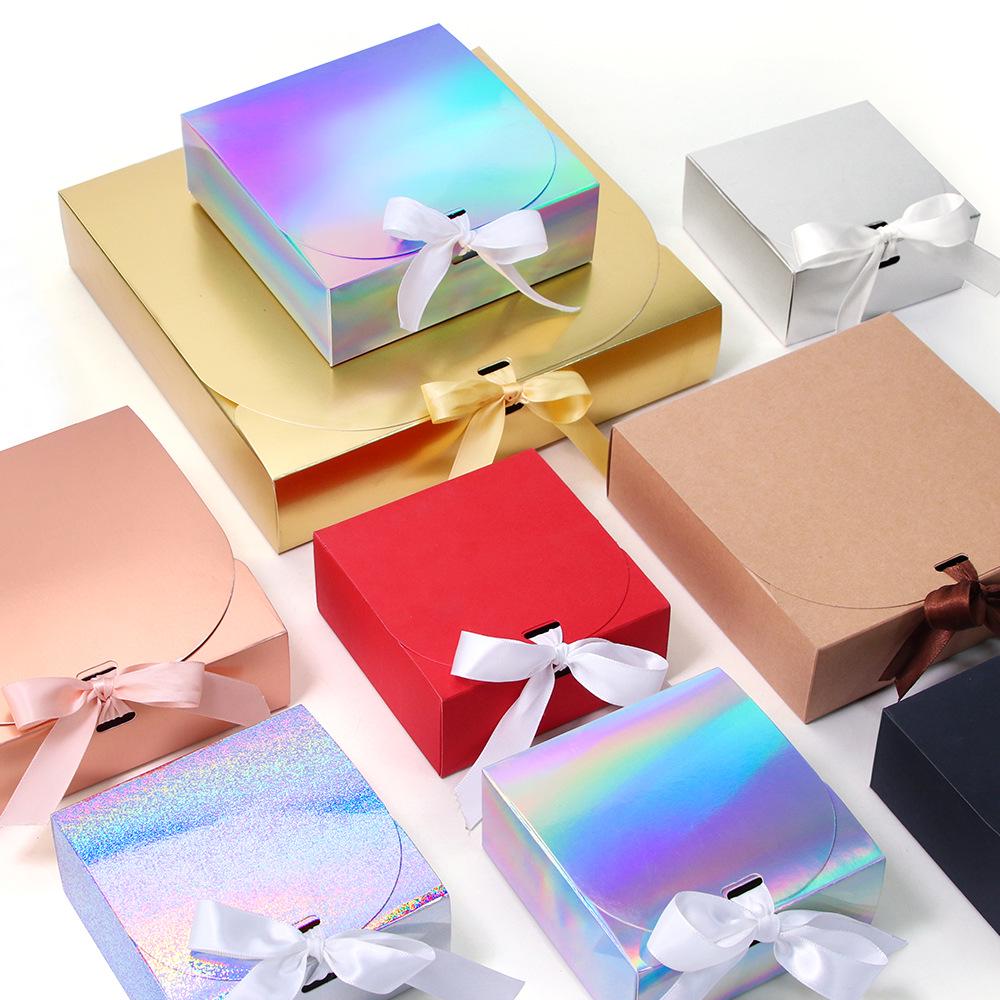 Cross-border Ribbon Gift Box with Bow for Souvenirs and Birthday Gifts
