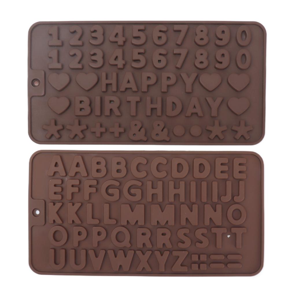6 Pcs Silicone Letter Mold Reusable Number Chocolate Molds for Birthday Cake Decorations Party