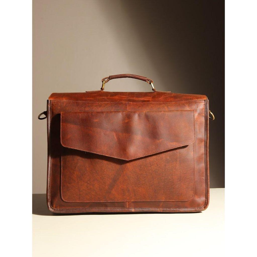 Leather Laptop Bag: Handmade Full-Grain Leather Briefcase