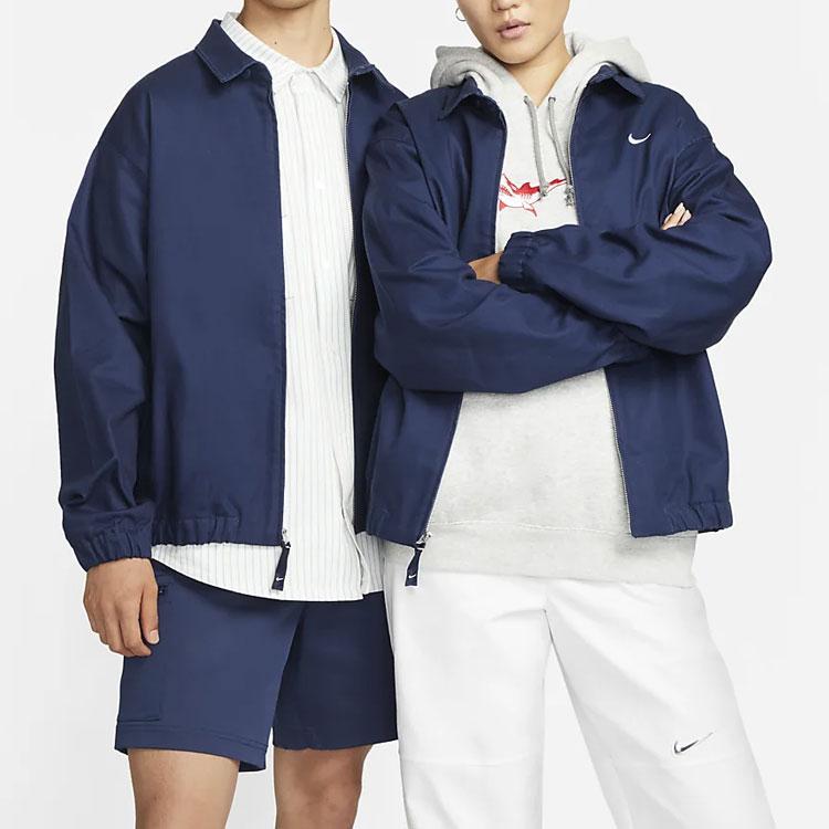 Nike Solid Color Logo Skateboard Coach Jacket Men Outerwear Navy-Blue DQ6335-410