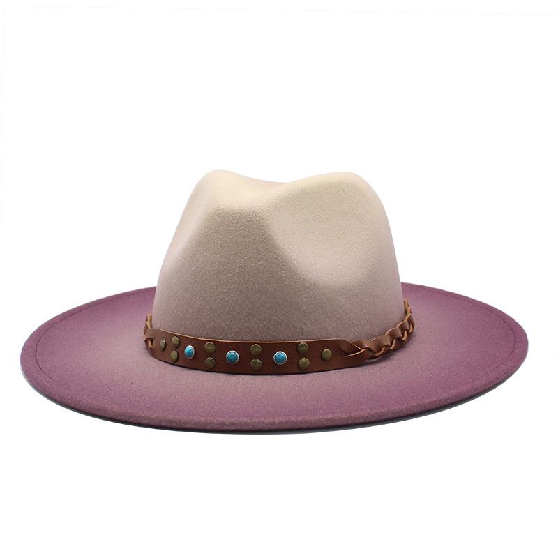 Men And Women Spray Paint Gradual Change Color Woolen Top Hat Jazz Hat