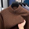 Men's Mid-Aged Winter Wool Zipper Sweater - Thickened Half-High Collar Loose Knit Pullover