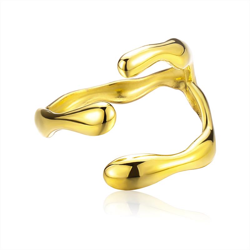 Euro-American Geometric Asymmetric Stainless Steel Crossover Ring