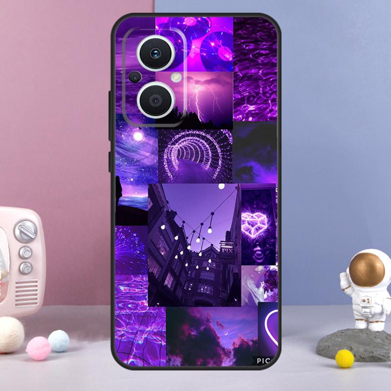 Coque esthétique violette Pour OPPO Reno 11 F 12F 13F 14F 10 12 13 14 Pro 7 8 Lite Coque OPPO Find X9 X6 X5 X8 Pro