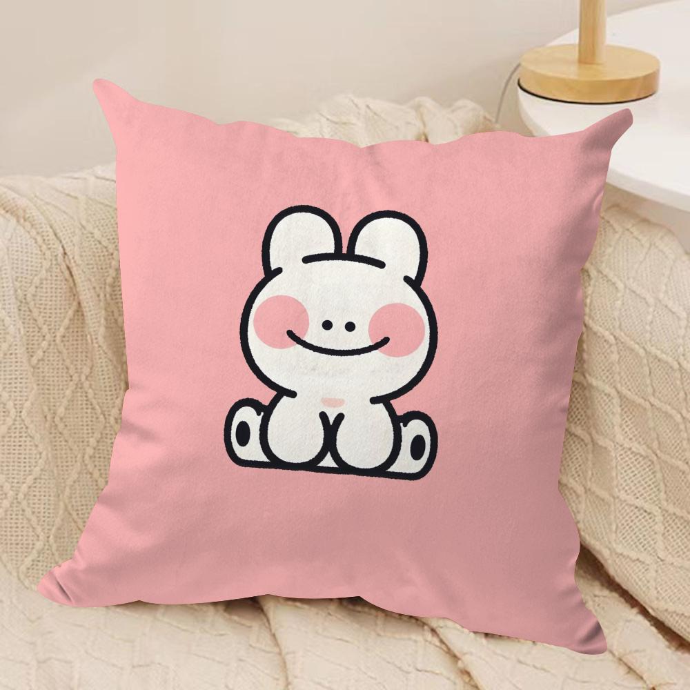 Cute animal patterns Cushion Cover Soft Plush Fabric Double-Sided Printed Sofa Cushion Cover for All Seasons Home Decor Gift