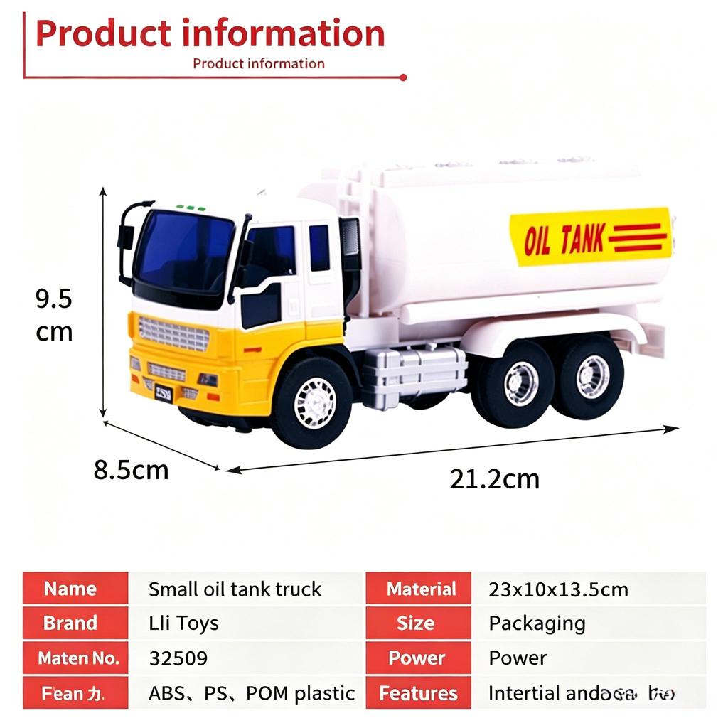 Inertia Simulation Mini Alloy Semi-trailer Tanker Truck Model, Children's Engineering Vehicle Toy For Kids, Ideal Gift Collection For Boys