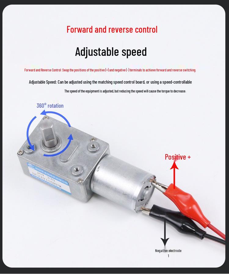 JGY370 High Torque Mini DC Geared Motor with Variable Speed, Power-Off Self-Locking, and Forward/Reverse Features (12V/24V/6V)