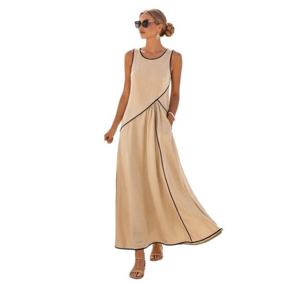 

Women s Summer Maxi Dress Short Sleeve V Neck A Line Swing Dress Casual Beach Vacation Flowy Sundress with Pockets M