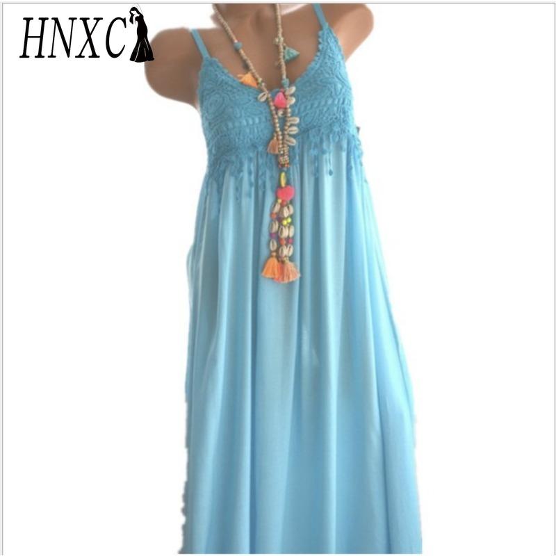 HNXC Women's Fashion Summer Spring Solid Color Print Sleeveless Suspenders High Waist Casual Dresses