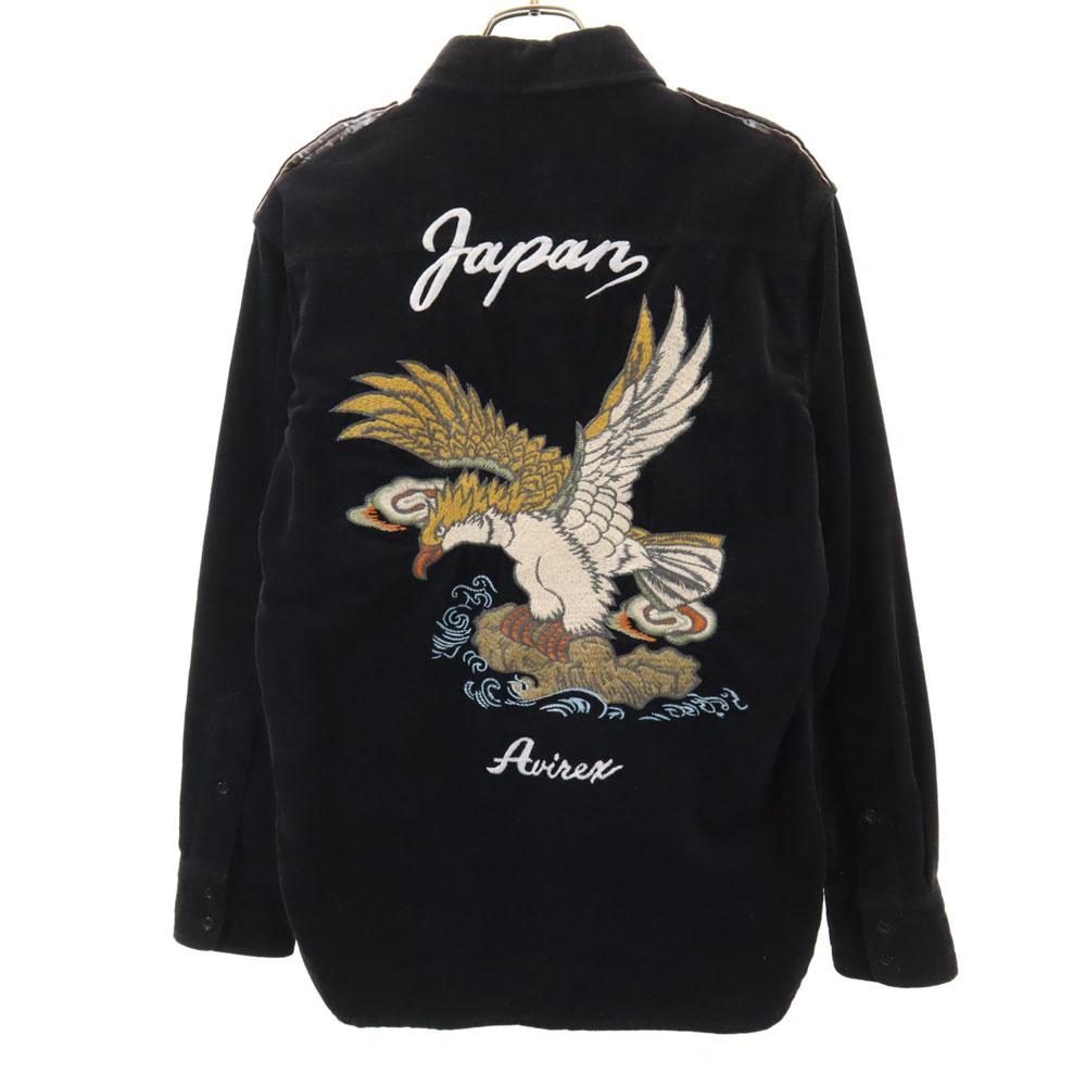 

AVIREX Back embroidery Long sleeve Corduroy shirt M black Men s Used