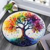 Colorful Tree Round Area Rug,Carpet Rug for Living Room Bedroom Sofa Playroom Decor,Non-slip Floor Mat