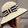 WTEMPO Women's Striped Bow Simple Elegant Casual Breathable Sun Hats Summer Large Brim Versatile Sun Protection Outdoor Bucket Hats