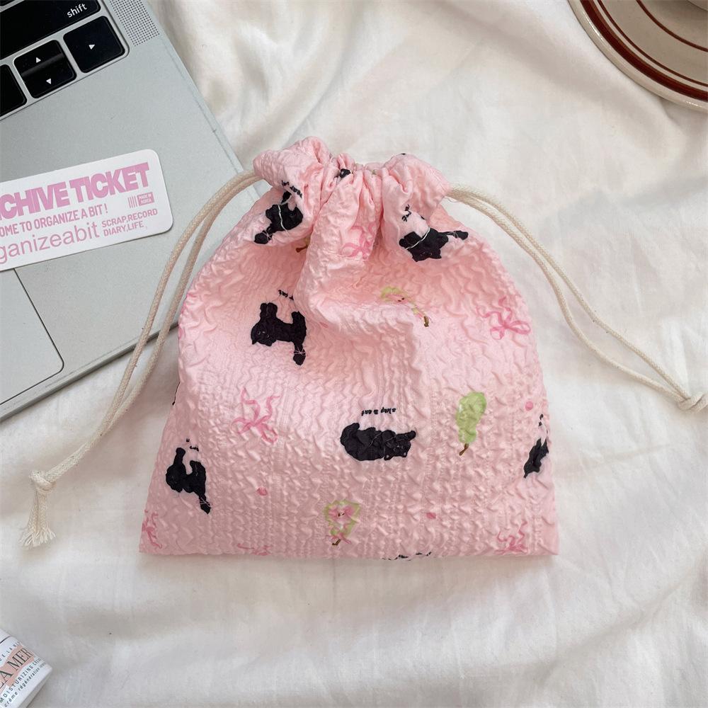 Cute Bear Cartoon Drawstring Pocket Women Drawstring Bags Cosmetic Bag Makeup Bag Large Capacity Coin Purse Coin Pouch