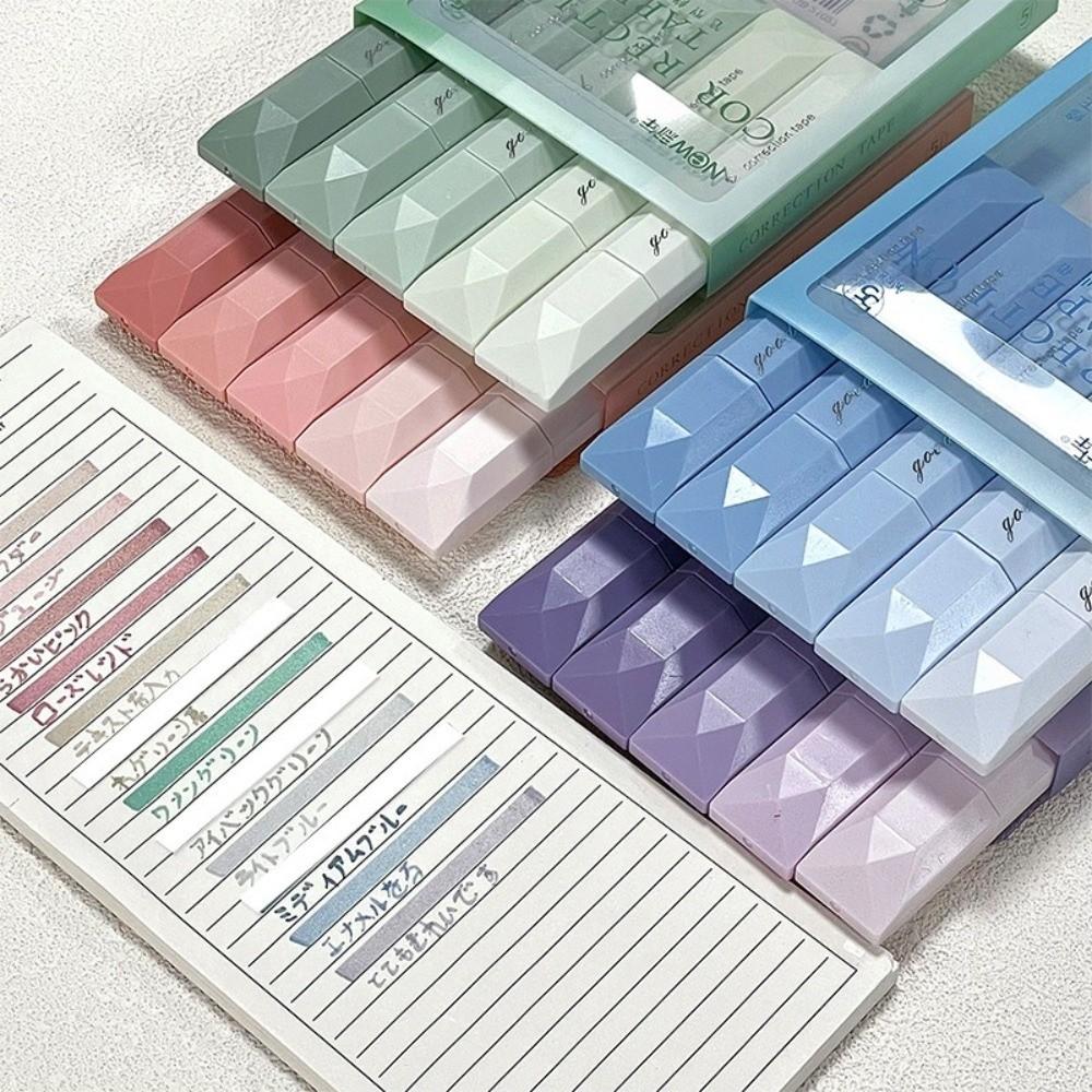 5PCS Gradient Color Stationery Tape Smooth Coating Gradient Correction Tape Exam Preparation