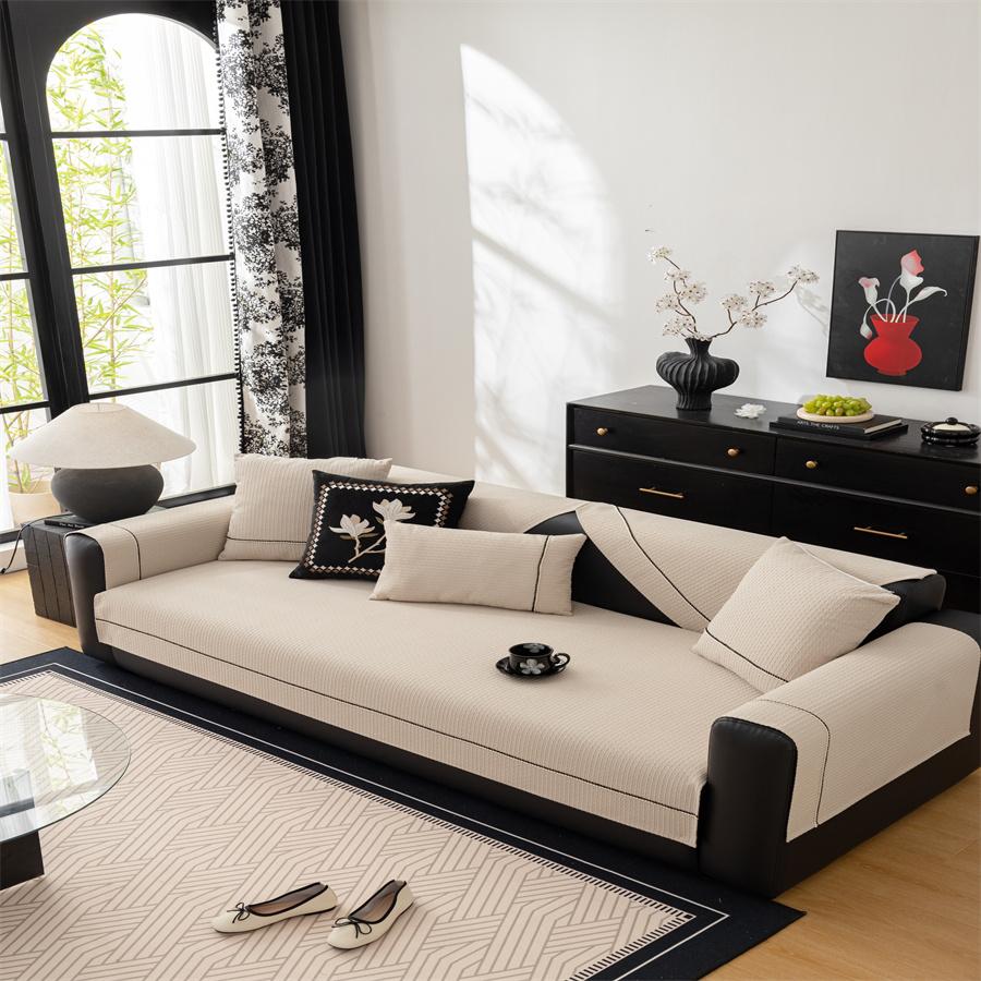 

Однотонная водонепроницаемая диванная подушка Four Seasons Universal Chenille Living Room Fabric Non-Slip Leather Full-Cover Cover Sofa Cover 70x70