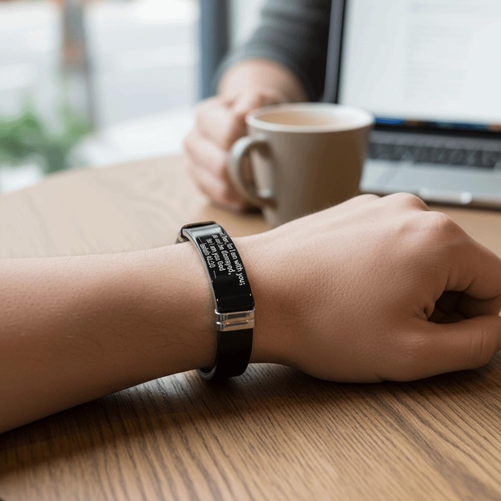 Silicone Material Christian Faith Bracelet Black Stainless Steel Inspirational Bracelet Gift