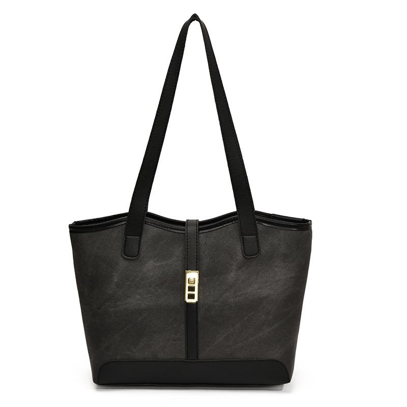 Women’s New Casual Retro Large-Capacity Commuter Shoulder Bag Color Block Armpit Tote Bag