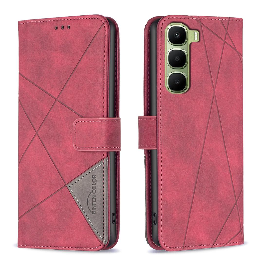 

For Infinix Hot 60 Pro+ 4G Phone Case BINFEN COLOR Wallet Stand Geometry Imprint Leather Cover E