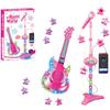Children's Electric Guitar and Microphone Set,Guitar Toys with Music & Colorful Light, Microphone with Stand, Children's Gifts