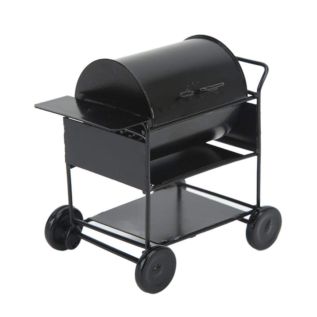 1/12 Dollhouse Miniature BBQ Grill Mini BBQ Grill Oven Model RC Car Decoration BBQ Cart Model