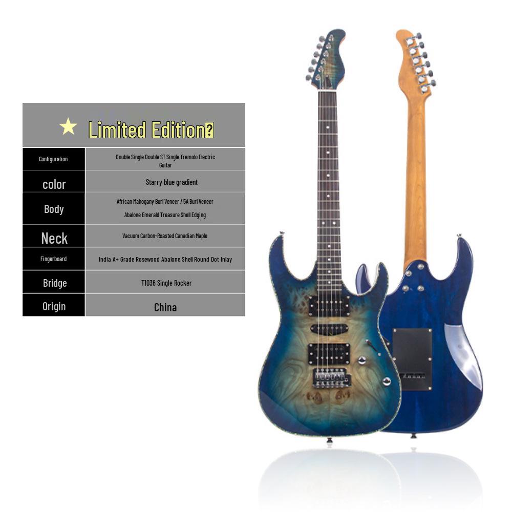 Entry-Level Rock Electric Guitar with Solid Wood & Carbonized Neck