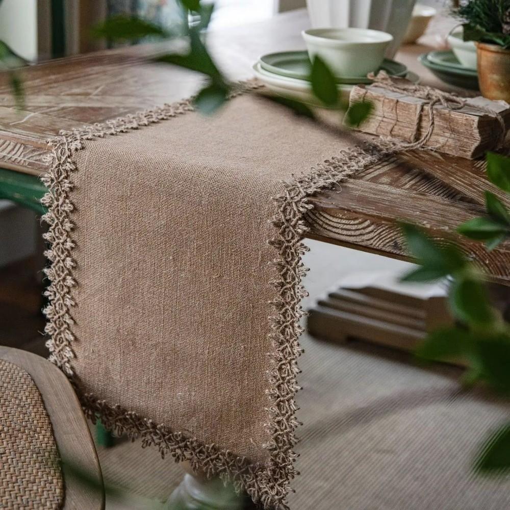 Woven Texture Jute Table Runner Jute Machine Wash or Brush New Burlap Table Runner Wedding Party