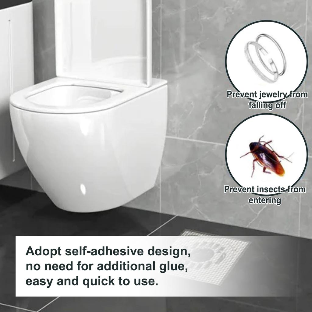 Jue Fish Roll Self-Adhesive Floor Drain Stickers Cutable Shower Drain Hair Catcher Disposable Mesh Sink Strainer Filter Screen Sticker