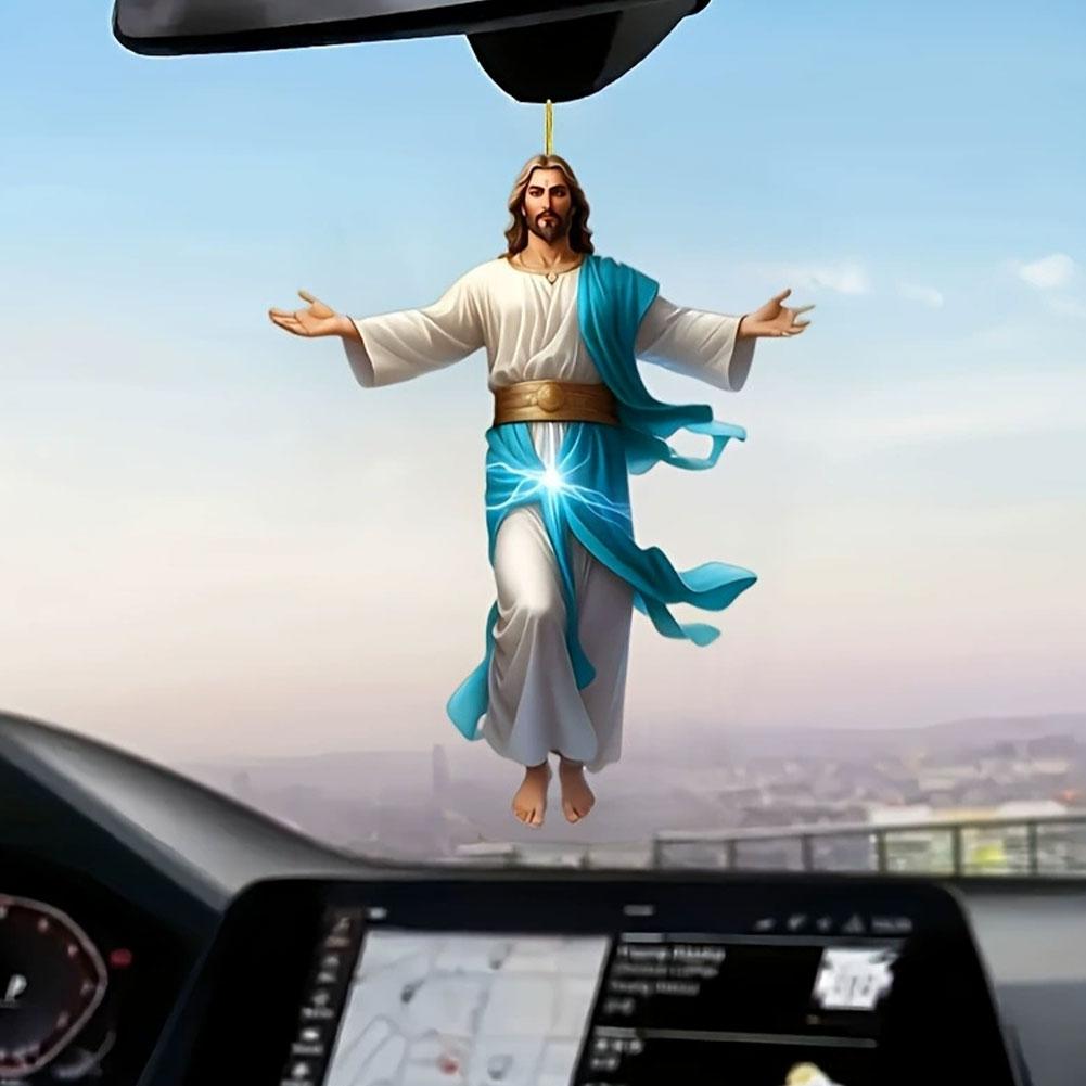 2D Car Christmas Acrylic Pendant Auto Rearview Mirror Interior Decoration Hanging Ornament Toy Auto Interior Accessories
