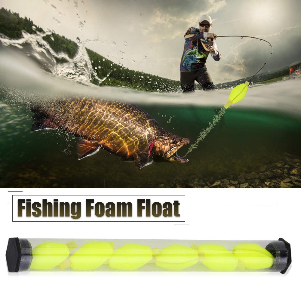 J-ouuo 6pcsSet Two-Color Fly Fishing Buoy Bobber Foam Float Strike Indicator Fishing Tackle (Yellow)