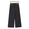 QianLian Women's High-Waisted Casual Straight-Leg Pants