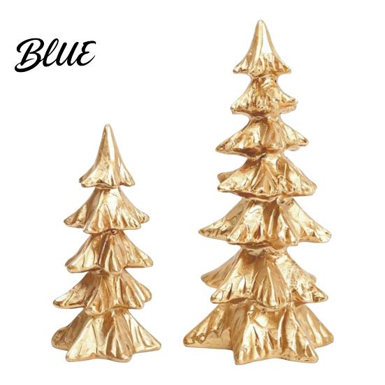 Gold Holiday Centerpieces 2Pcs Christmas Tree Ornaments Vintage Tabletop Decoration for Ornaments Home Decor And Fireplace Mantel Display,