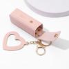 2pcs Portable Leather Lipstick Bag Makeup Pouch Lip Balm Bag Keychain Holder Lipsticks Protective Cover With Mirror
